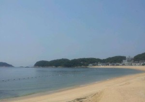 海水浴場に網を張ってくれました